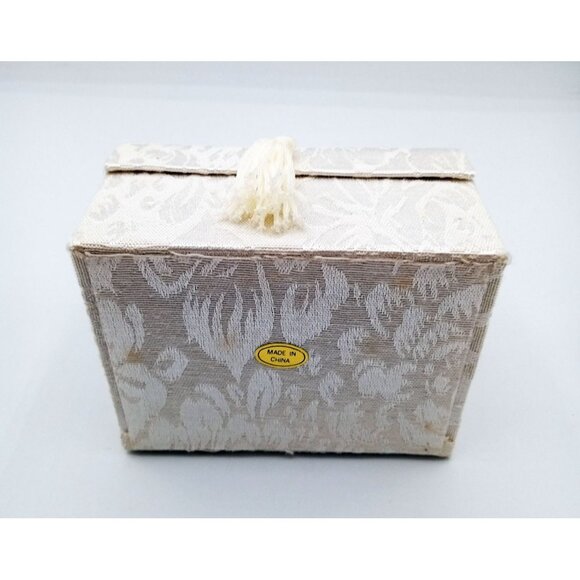 Glass Angel Figures Comfort Box White Brocade Box Tassel 4 In Holiday Religious - Picture 14 of 15